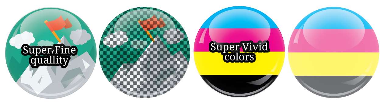 badge buttons print quallity