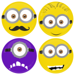 Kονκάρδες γενεθλίων Minions faces - σετ 4 τεμάχια