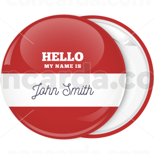Κονκάρδα name tag Hello my name is κόκκινη καλλιγραφική