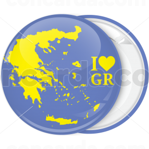 Κονκάρδα Ι Love GR χάρτης Ελλάδας μωβ