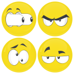 Kονκάρδες emoticons eyes out κίτρινες σετ 4 τεμάχια 