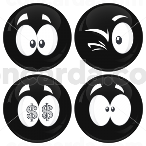 Kονκάρδες emoticons money μαύρες σετ 4 τεμάχια 