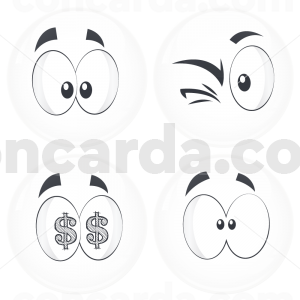 Kονκάρδες emoticons money λευκές σετ 4 τεμάχια 
