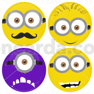 Kονκάρδες γενεθλίων Minions faces - σετ 4 τεμάχια