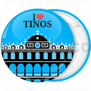 Τουριστική κονκάρδα I Love Tinos εκκλησία μαύρη απόχρωση