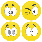 Kονκάρδες emoticons money κίτρινες σετ 4 τεμάχια 