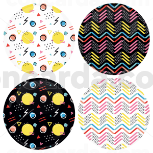 Χρωματιστές Κονκάρδες patterns line & circles - Σετ 4 τεμάχια