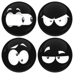 Kονκάρδες emoticons eyes out μαύρες σετ 4 τεμάχια 