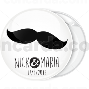 Κονκάρδα γάμου Mustache ονόματα ζευγαριού μοντέρνα γραφή