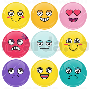 Κονκάρδες emoticons avatar collection colors σετ 9 τεμάχια