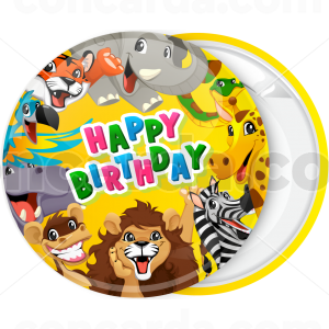 Κονκάρδα παιδικού πάρτυ ζώα της ζουγκλας Happy Birthday