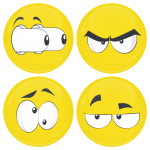 Kονκάρδες emoticons eyes out κίτρινες σετ 4 τεμάχια 