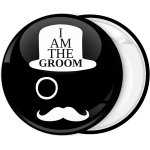 Κονκάρδα I am the Groom Hat Moustache