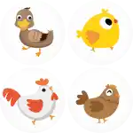 chickens badge buttons 4 pieces