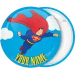Superman flying down badge button