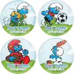 Smurfs play badge button 4 pieces