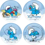 Smurfs fun badge buttons 4 pieces