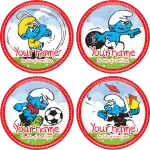 Smurfs sports red badge button