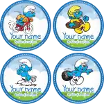 Smurfs scoot badge button