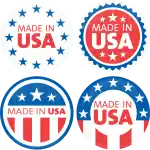 Made in USA badge button collection 4 pieces