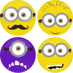 Kονκάρδες γενεθλίων Minions faces σετ 4 τεμάχια