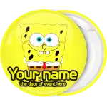 Sponge bob badge button smile yellow