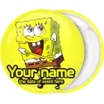 Sponge bob badge button cheer yellow