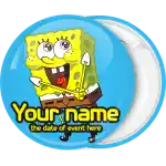 Sponge bob badge button cheer blue