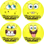 Sponge bob badge button spoof 4 pieces