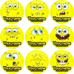 Sponge bob badge button grin 9 pieces