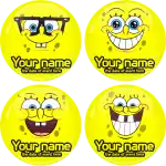 Sponge bob badge button smile  4 pieces