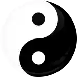 Yin Yang black and white button pin badge