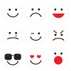 Σετ εννέα λευκές κονκάρδες smiley 
