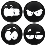 Kονκάρδες emoticons eyes out μαύρες σετ 4 τεμάχια 