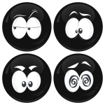 Kονκάρδες emoticons Zong μαύρες σετ 4 τεμάχια 