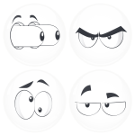 Kονκάρδες emoticons eyes out λευκές σετ 4 τεμάχια 