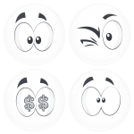 Kονκάρδες emoticons money λευκές σετ 4 τεμάχια 