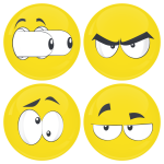Kονκάρδες emoticons eyes out κίτρινες σετ 4 τεμάχια 
