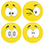 Kονκάρδες emoticons money κίτρινες σετ 4 τεμάχια 