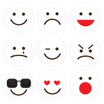 Σετ εννέα λευκές κονκάρδες smiley 