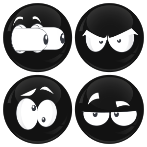 Kονκάρδες emoticons eyes out μαύρες σετ 4 τεμάχια 