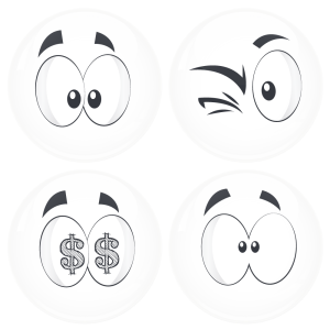 Kονκάρδες emoticons money λευκές σετ 4 τεμάχια 