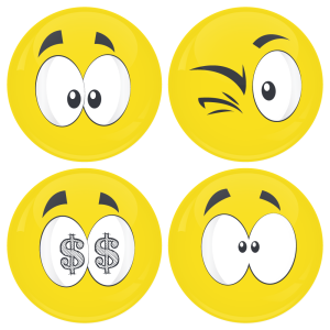 Kονκάρδες emoticons money κίτρινες σετ 4 τεμάχια 