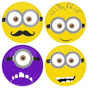Kονκάρδες γενεθλίων Minions faces - σετ 4 τεμάχια