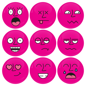 Σετ εννέα ροζ κονκάρδες smiley 