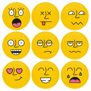 Σετ εννέα κίτρινες κονκάρδες smiley 