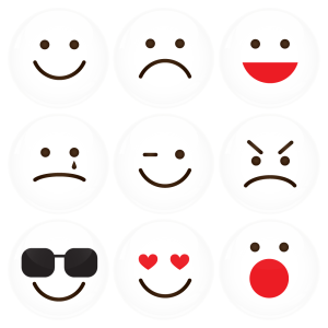 Σετ εννέα λευκές κονκάρδες smiley 