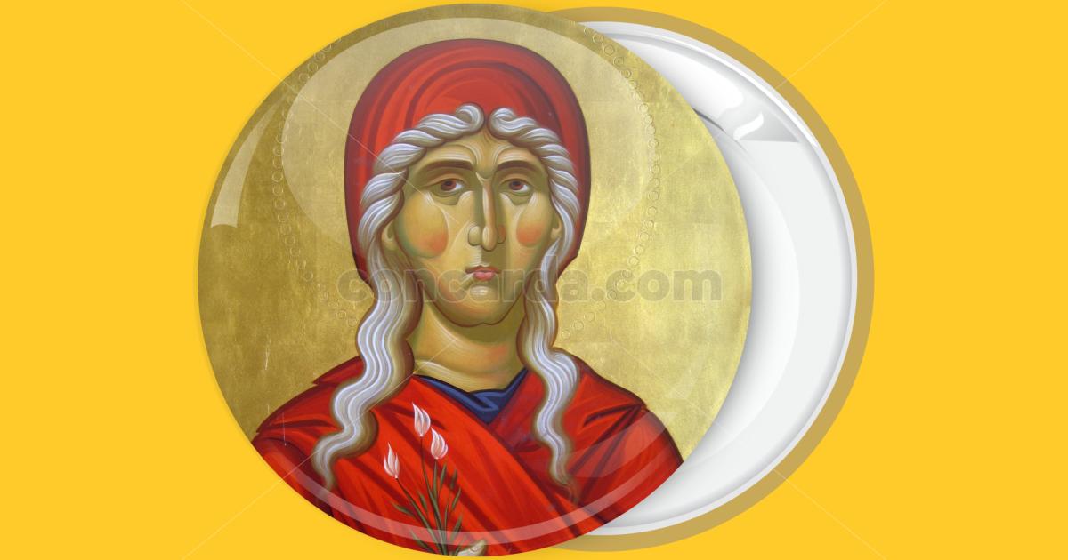 Greek orthodox icon Saint Anna round badge