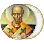 Greek orthodox icon Saint Nikolaos round badge