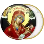 Virgin Mary with Jesus in cross badge button